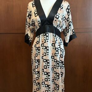 Fun Black Cream Pink Geometric Dress